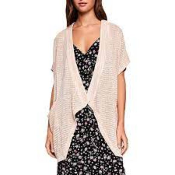 NWT BCBGeneration Rose Smoke Open Front Blanket Knit Sleeveless Cover-Up XS - Picture 1 of 12